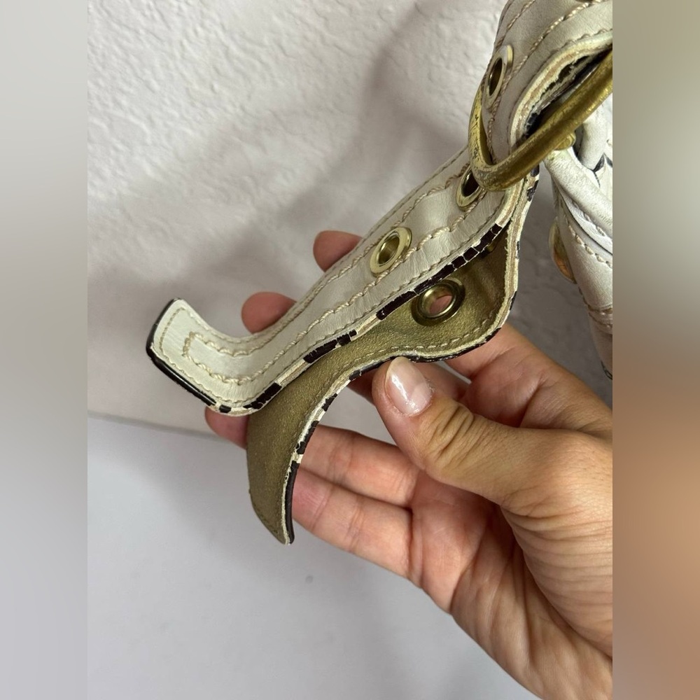 Coach Bleecker Signature Blue Denim Canvas White Leather Trim Shoulder Bag Y2K - Picture 4 of 12